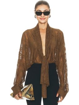 Norma Kamali - for FWRD Super Oversized Boyfriend Stretch Lace Bodysuit