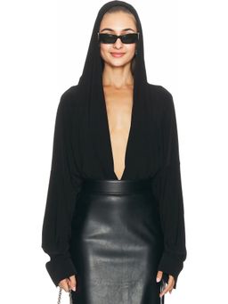 Norma Kamali - Hooded Super Oversized Boyfriend Shirt Bodysuit