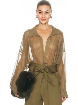 Norma Kamali - Super Oversized Boyfriend Shirt Bodysuit