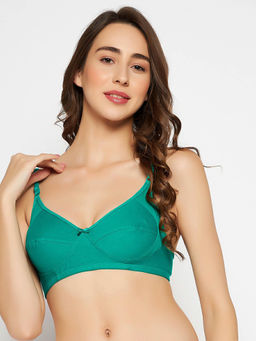 Clovia - Cotton Spandex Solid Non-Padded Full Cup Wire Free Everyday Bra - Light Green