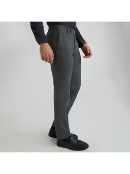 Park Avenue - Slim Fit Solid Dark Grey Formal Trouser