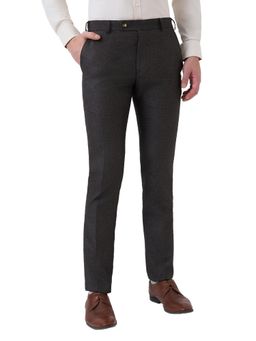 Raymond - Slim Fit Structured Dark Grey Formal Trouser