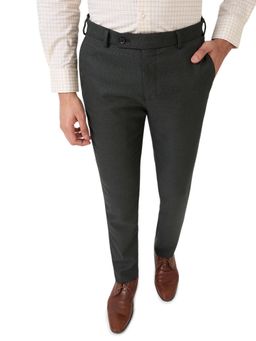Raymond - Slim Fit Textured Dark Green Formal Trouser