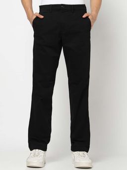 GAP - Men Black Cotton Blend Solid Trouser