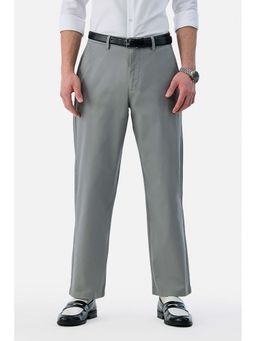 Snitch - Men Grey Cotton Blend Solid Trouser