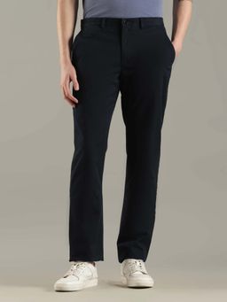 Tommy Hilfiger - Men Navy Blue Cotton Solid Trouser