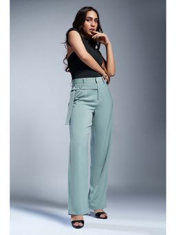 FREAKINS - Meadow Green Strap Detailed Korean Pants