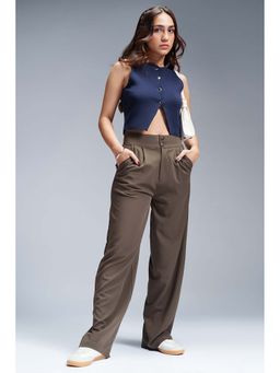 FREAKINS - Cinder Grey Pleated Double Button Korean Pants