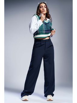 FREAKINS - Rich Navy Straight Fit Korean Pants