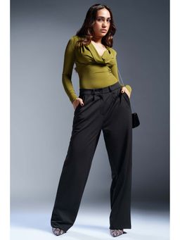 FREAKINS - Piano Black Women Textured Korean Pants