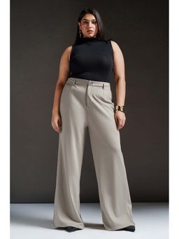 FREAKINS - Fog Grey Curve Wide Leg Adjustable Korean Pants