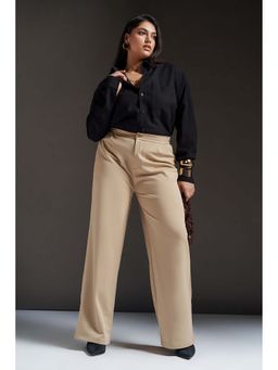 FREAKINS - Dune Beige Curve Textured Korean Pants