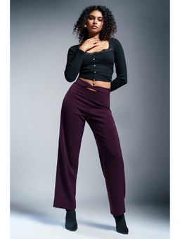 FREAKINS - Ruby Wine Twisted Waist Korean Pants