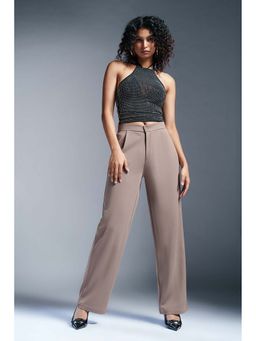 FREAKINS - Warm Greige Women Textured Korean Pants