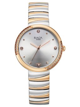 Titan - Raga Spotlight 2.0 Quartz Analog Silver Watch (95427Km01) (Medium)