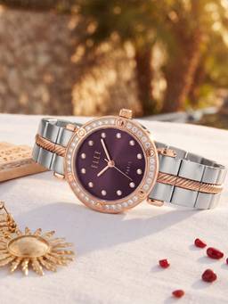ELLE - Women Metal Round Purple Watch-El-Bl-Plm