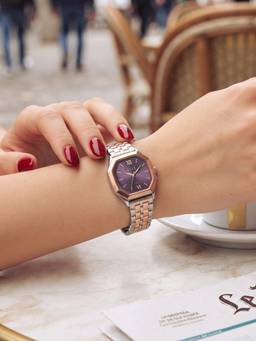 ELLE - Women Metal Hexagon Purple Watch-El-Ec-Prp