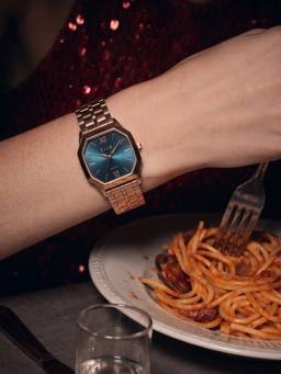ELLE - Women Metal Hexagon Teal Watch-El-Ec-Tel