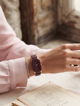 ELLE - Women Genuine Leather Oval Maroon Watch-El-Md-Bry