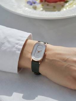 ELLE - Women Genuine Leather Oval White Watch-El-Md-Gwt