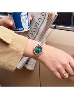 ELLE - Women Metal Asymmetrical Teal Watch-El-Pt-Tel