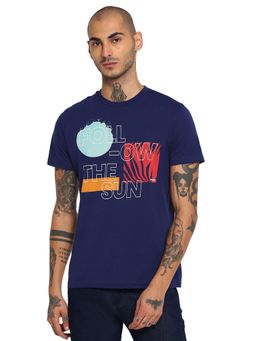 Wrangler - Men Blue Graphic Regular Fit T-shirt
