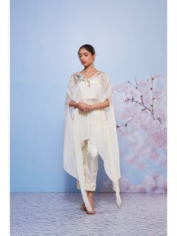 Ajiesh Oberoi - Ivory Reet Cape with Bustier and Pant (Set of 3)
