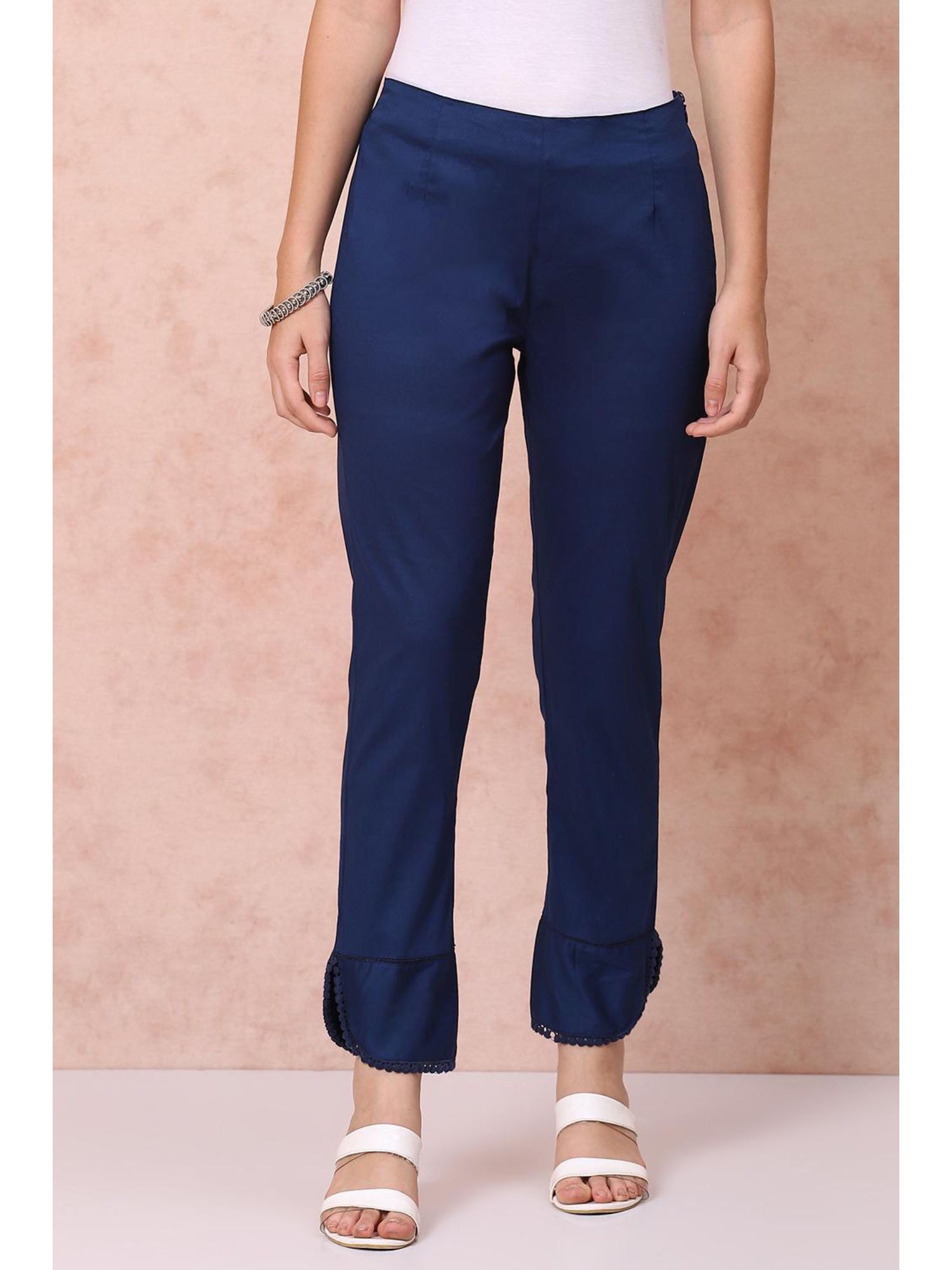 rangriti Navy Blue Lycra Plain Palazzo-picture-44