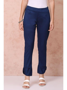 Rangriti - Navy Blue Lycra Plain Palazzo