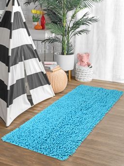 Saral Home - Cotton Shaggy Anti-Skid Runner-Turquoise-45X120 Cm