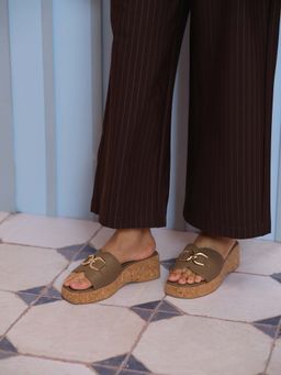 ERIDANI - Gracey Taupe Textured Sandal Heels