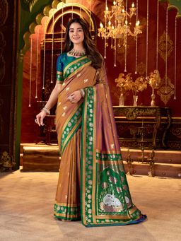 Gahan - Paithani Silk Saree with Unstitched Blouse - Mustard