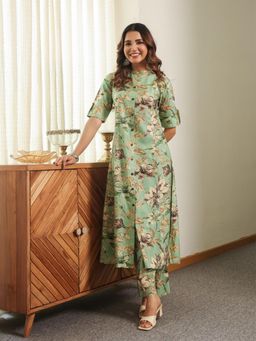 Gahan - Womens Viscose Rayon Anarkali Printed Kurta with Pant