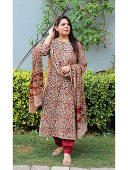 Gahan - Womens Viscose Rayon Straight Printed Kurta with Salwar & Dupatta