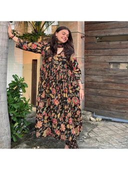 Gahan - Womens Viscose Rayon Anarkali Printed Kurta with Pant & Dupatta