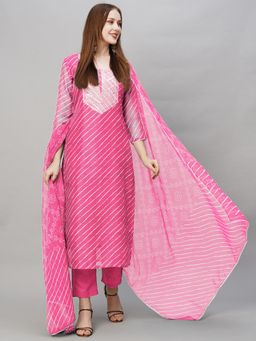 Gahan - Womens Viscose Rayon Straight Printed Kurta with Pant & Dupatta