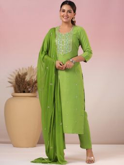Gahan - Womens Viscose Rayon Straight Printed Kurta with Pant & Dupatta