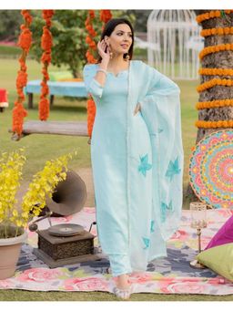 Gahan - Womens Viscose Rayon Straight Solid Kurta with Pant & Dupatta