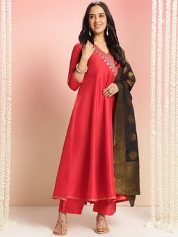 Gahan - Womens Viscose Rayon Anarkali Solid Kurta with Pant & Dupatta