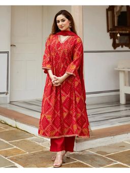 Gahan - Womens Viscose Rayon Anarkali Printed Kurta with Pant & Dupatta