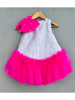 LABEL NEETI - Silver Fuchsia Textured Tutu Frill Dress