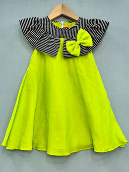 LABEL NEETI - Green Stripe Frill Collared Dress