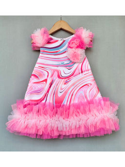 LABEL NEETI - Pink Swirl Print Abstract A Line Dress