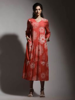 Dora Dori - Relaxed Fit Floral Printed Tiered Dress