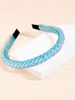 OOMPH - Sea Blue Crystal Studded Fashion Party Thick Hair Band