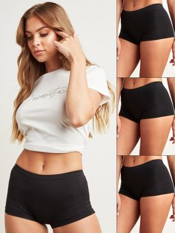 Styli - Women Cotton Comfortable Plain Underwear Boy Shorts (Pack of 3)