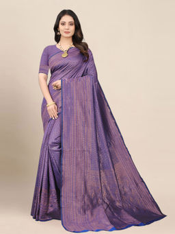 Anjaneya Sarees - Blue Woven Designer Banarasi Silk Kanjivaram Saree with Unstitched Blouse