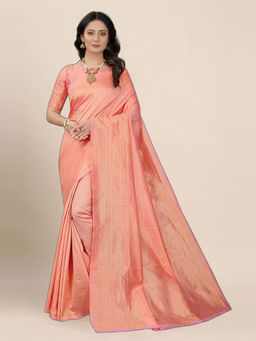 Anjaneya Sarees - Pink Woven Designer Banarasi Silk Kanjivaram Saree with Unstitched Blouse