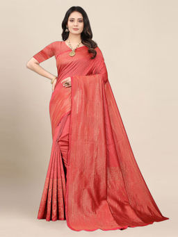Anjaneya Sarees - Red Woven Designer Banarasi Silk Kanjivaram Saree with Unstitched Blouse