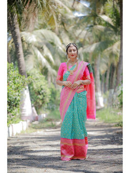 Anjaneya Sarees - Blue Woven Designer Banarasi Silk Kanjivaram Saree with Unstitched Blouse